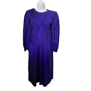 Vintage Neiman-Marcus 100% Silk Purple Made in Hong Kong Dress  8